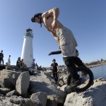 Corbin doing Trials at Santa Cruz Jetti - photo by Ken Adelman
