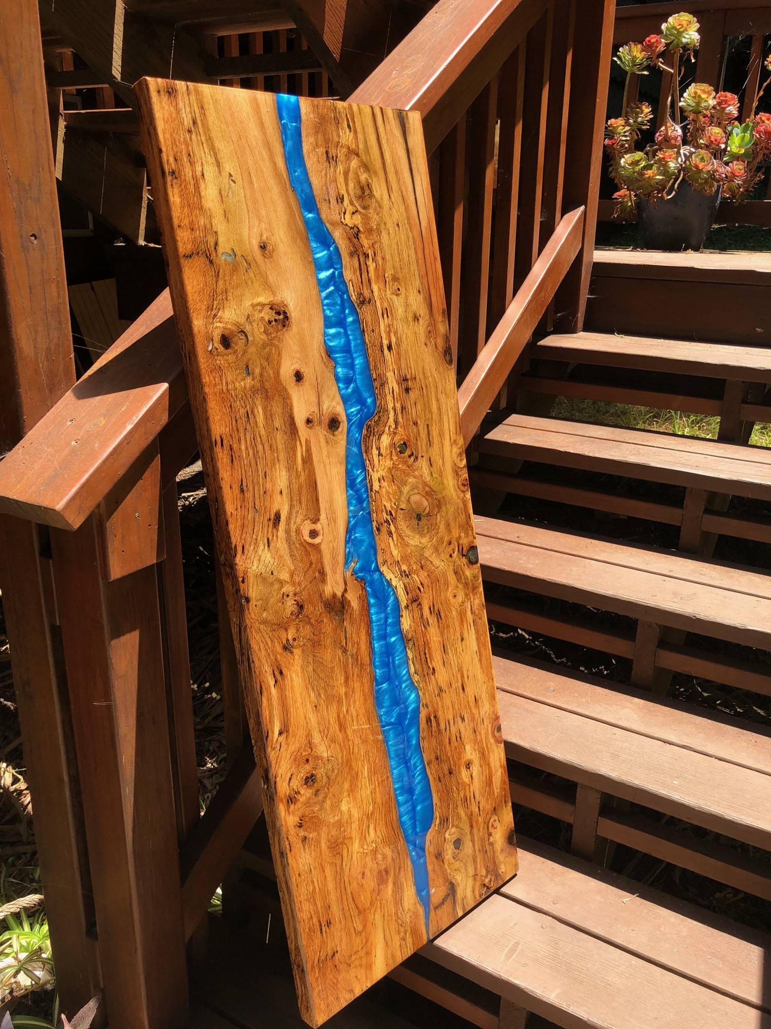 Epoxy coffee table in sun