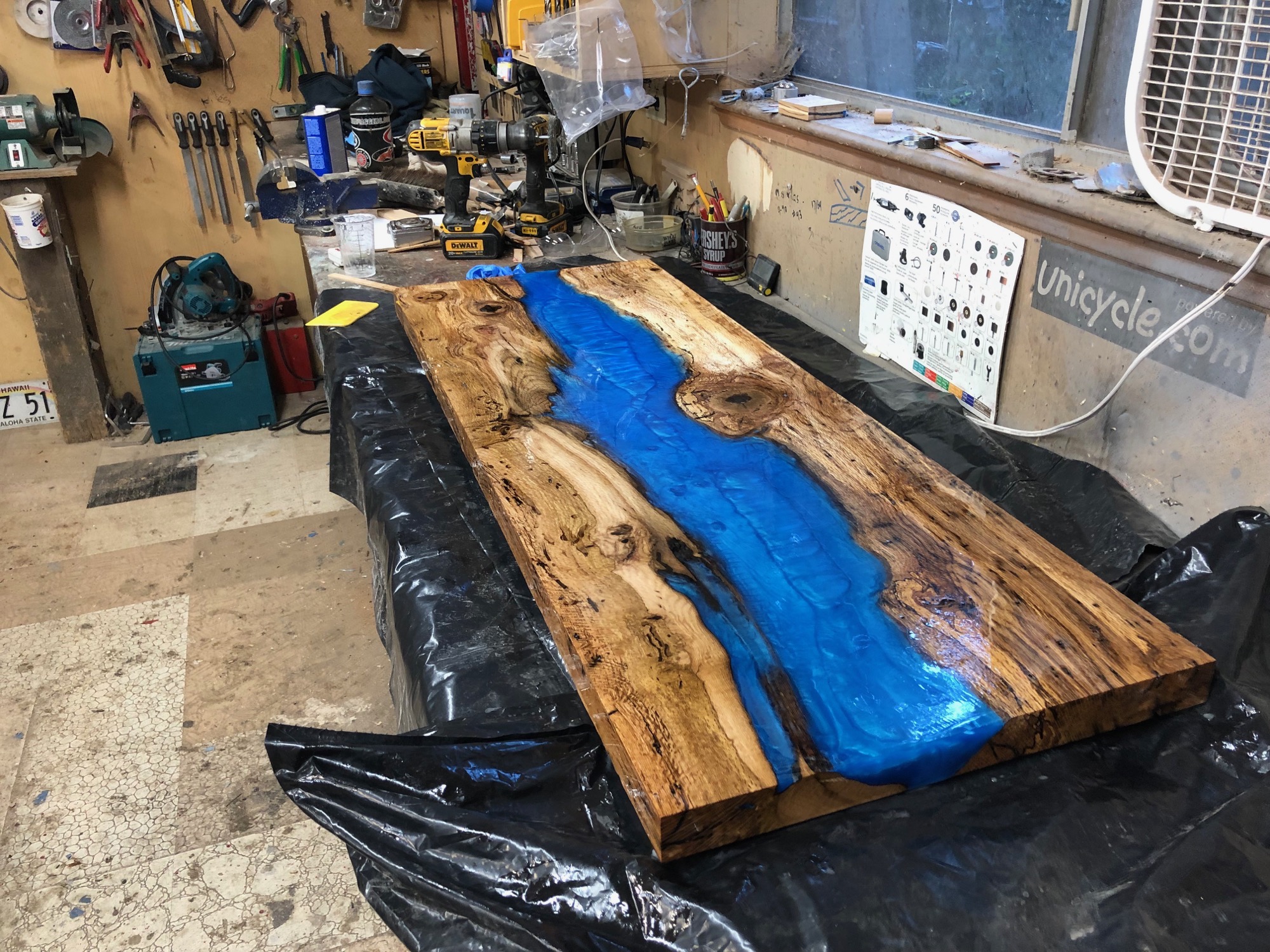 epoxy table fresh out of the mold