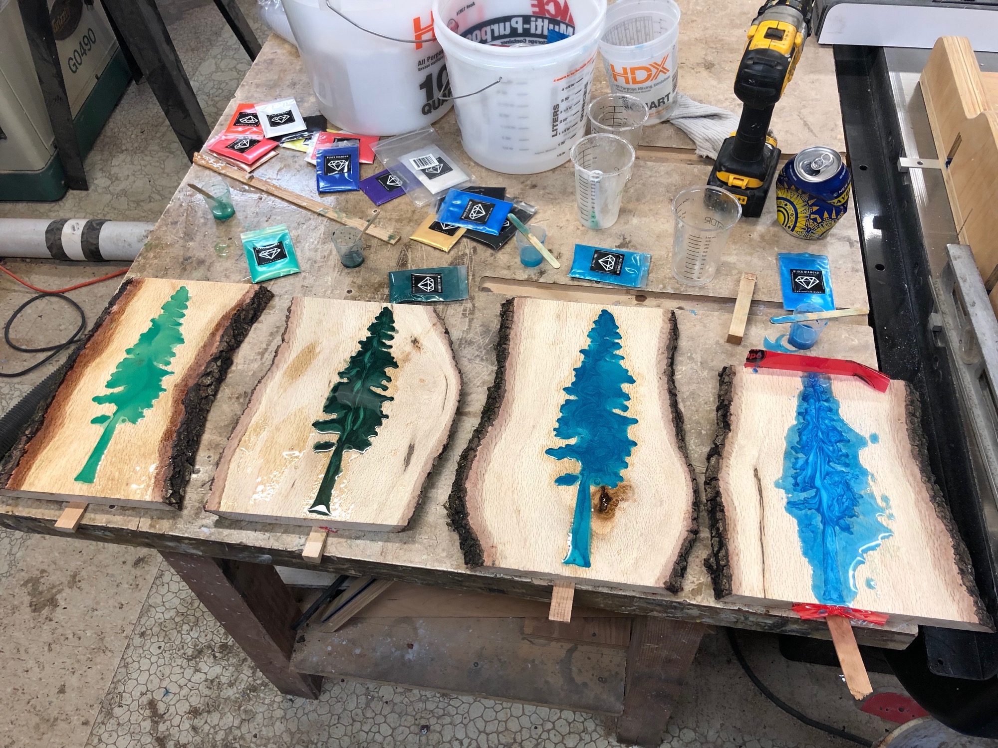 epoxy resin art trees in wood