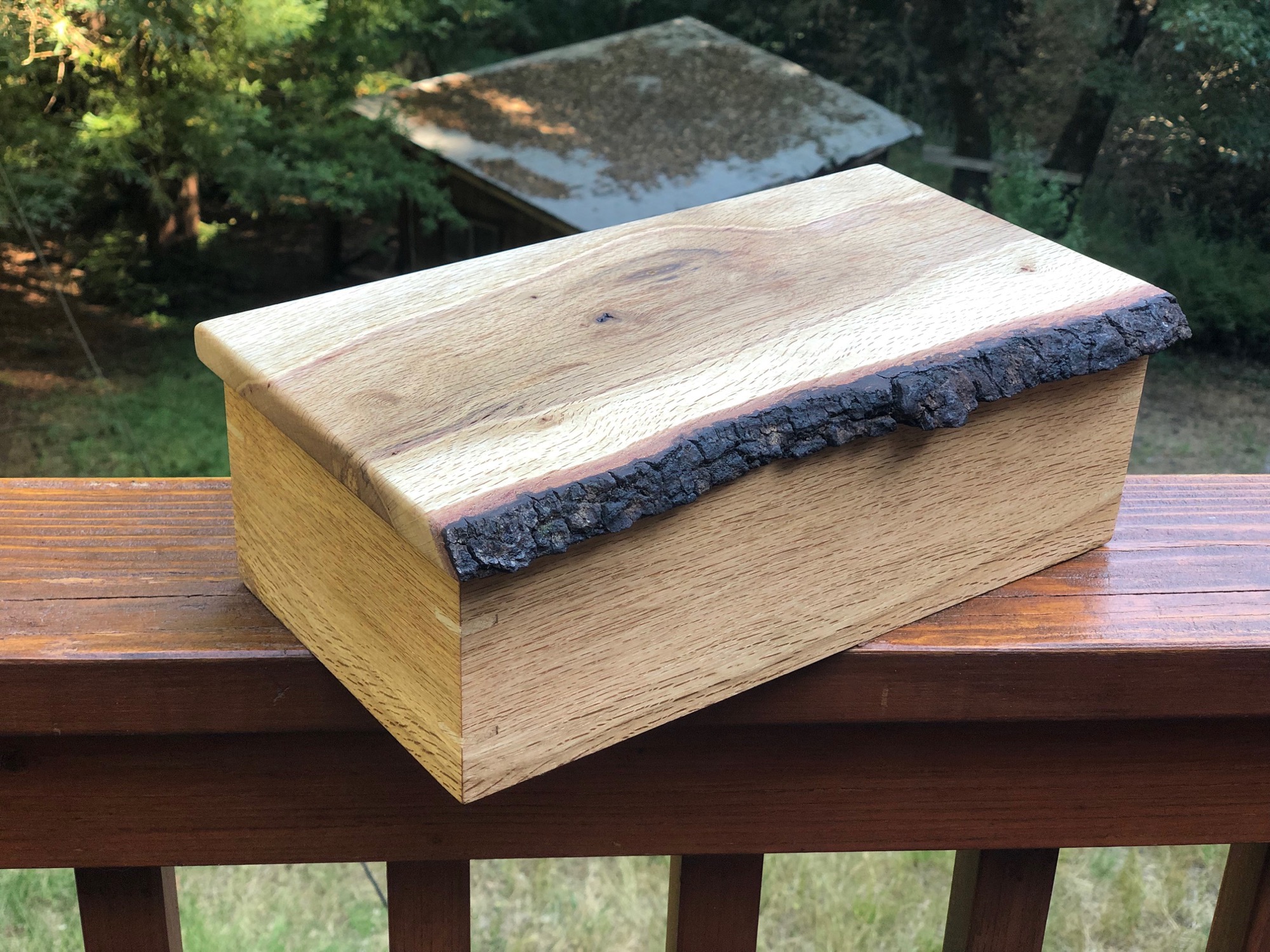 Live edge wood box out of oak