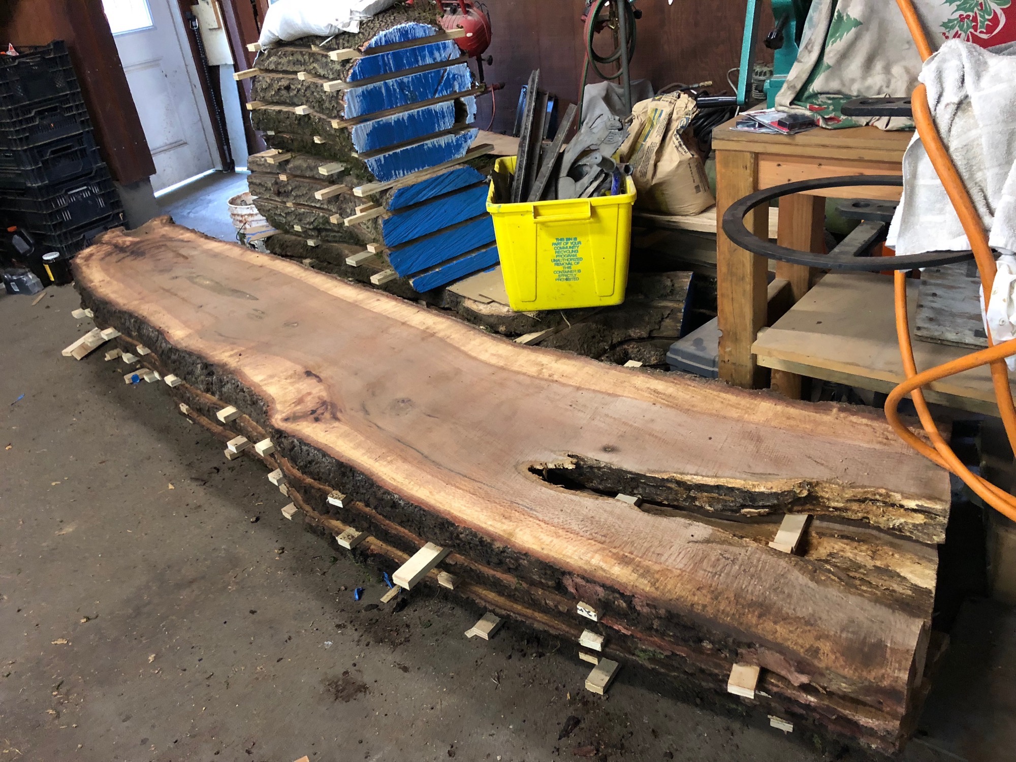 slabs drying in garage