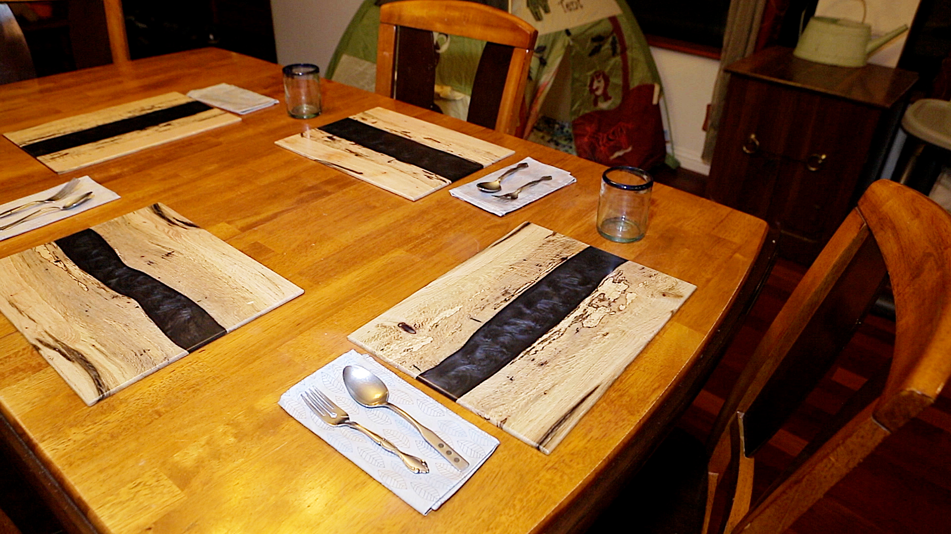 Making Wood Epoxy River Placemats! Corbin's Treehouse
