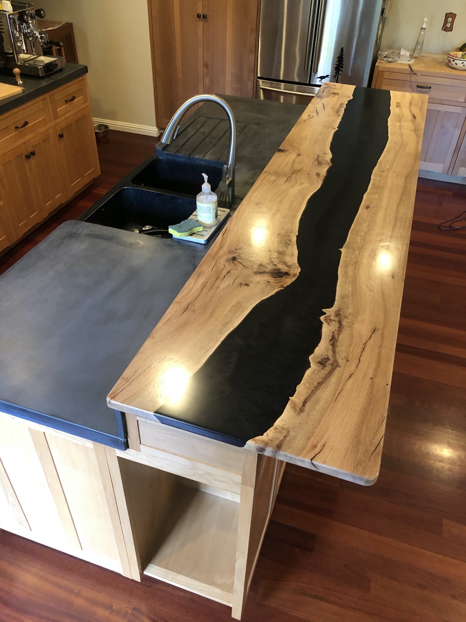 Bar top - oak and black epoxy