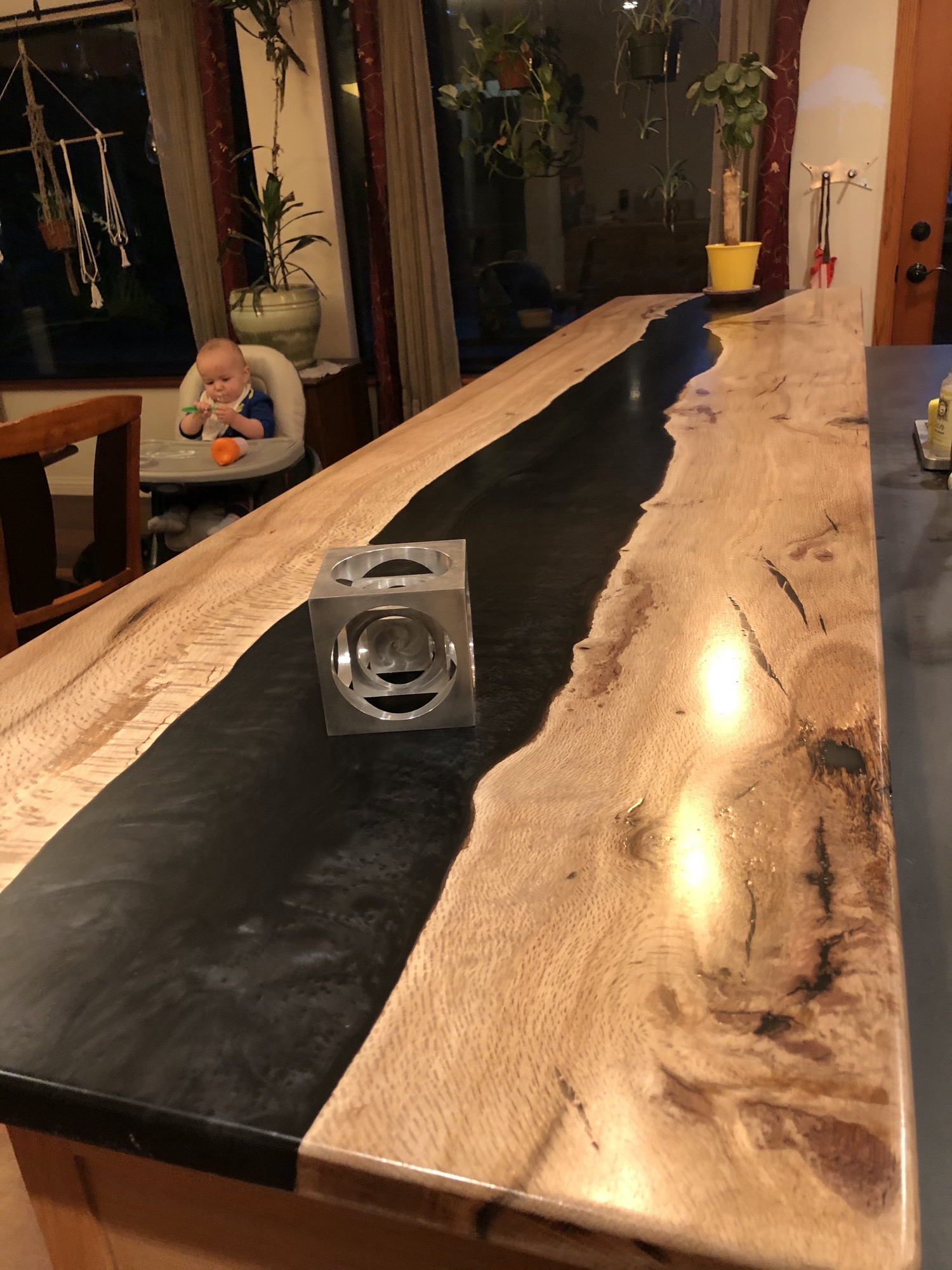 Epoxy river table bar top